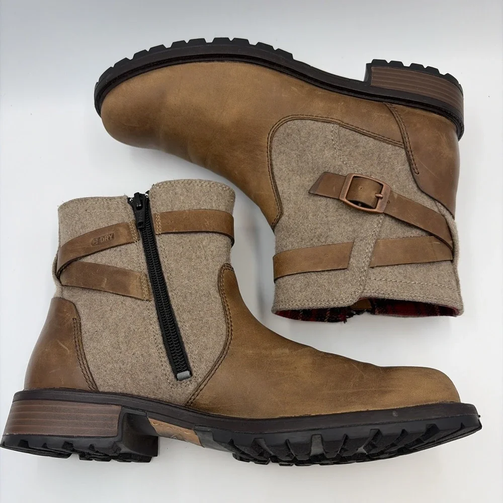 Merrell Legacy Buckle Waterproof Boots Leather Heel Zip Women's Size 7.5/38